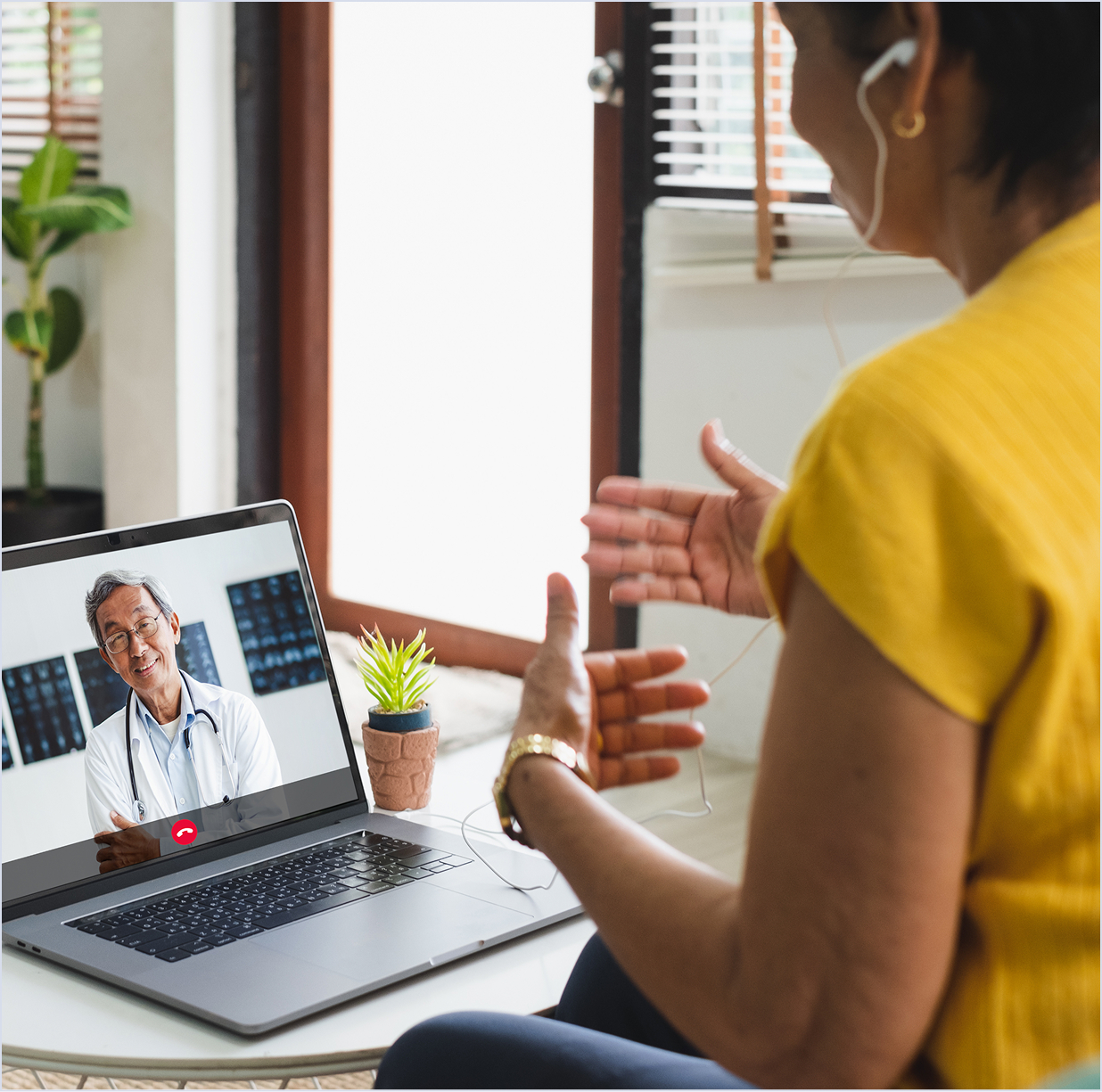Senior woman with a Bold care provider during a virtual telehealth session